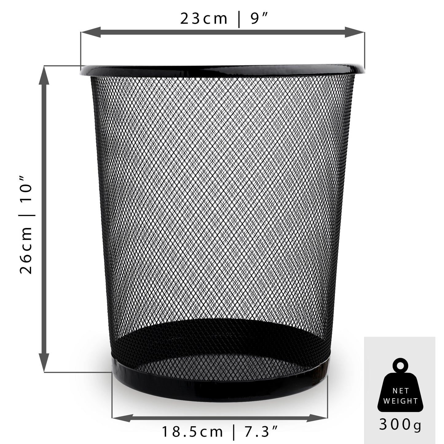 AAYAW Circular Mesh Waste Paper Bin - Lightweight Design for Home Office, Bedroom, Living Room & Kitchen - Essential Choice Room Bin (Black-P1)