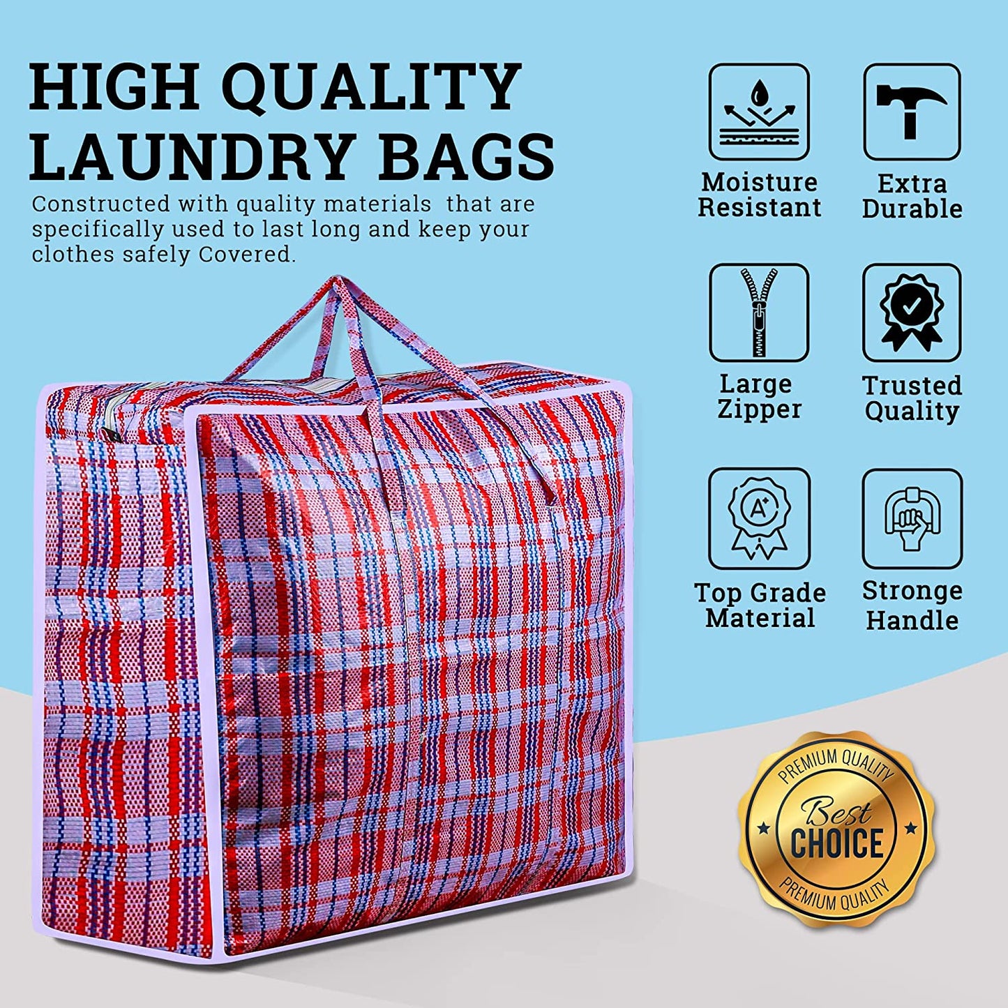 AAYAW laundry bags with zips & handles (Pack of 3)